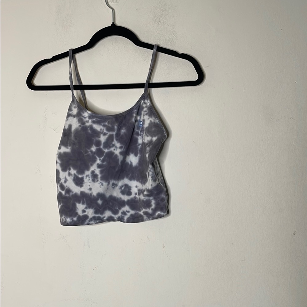 American Eagle Outfitters Gray and White Fitted Crop Camisole
